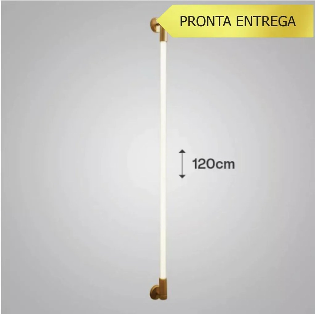 Arandela Slim Ponteira 06X130X7,5Cm 1Xt8 De 60 Ou 120Cm | Usina Design... (CB-V - Cobre Escovado)