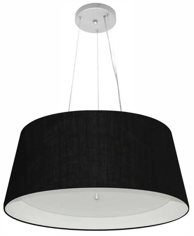 Lustre Pendente Cone Md-4015 Cúpula em Tecido 25/60x50cm Preto / Branco - Bivolt