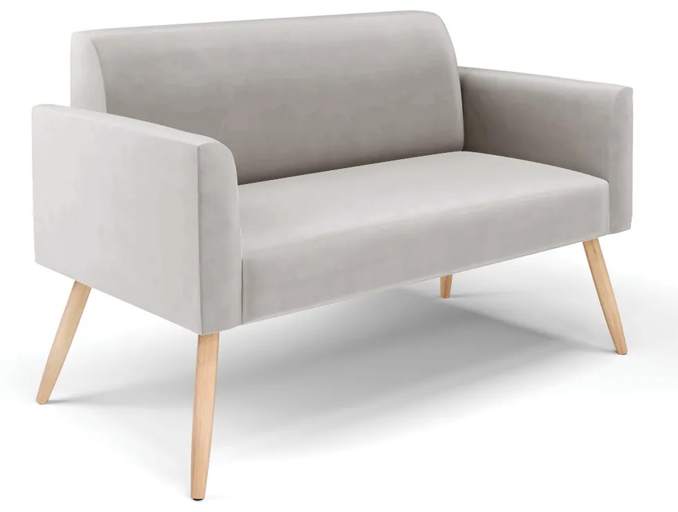 Sofá Namoradeira com 2 Poltronas Pés Palito Natural Marisa Veludo D03 - D'Rossi - Cinza