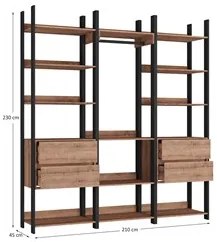 Closet 4 Gavetas 1 Cabideiro Estilo Industrial Chess F04 Preto/Solanum