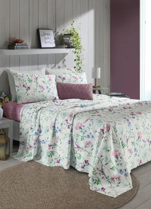 Jogo de Cama 200 Fios Branco Queen 4 Peças