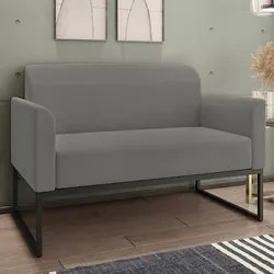Poltrona Namoradeira 2 Lugares Base Industrial Preta Maressa S08 Suede