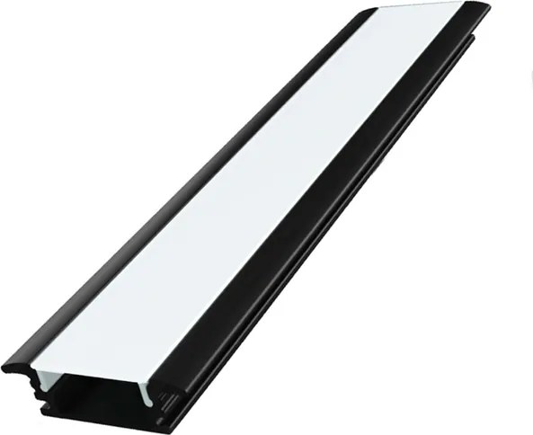 Perfil Embutir Para Fita De Led 100cm Alumínio Preto Way