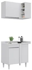 Armário de Cozinha Modulado de Canto 8 Peças CP26 Balcão com Tampo Bra