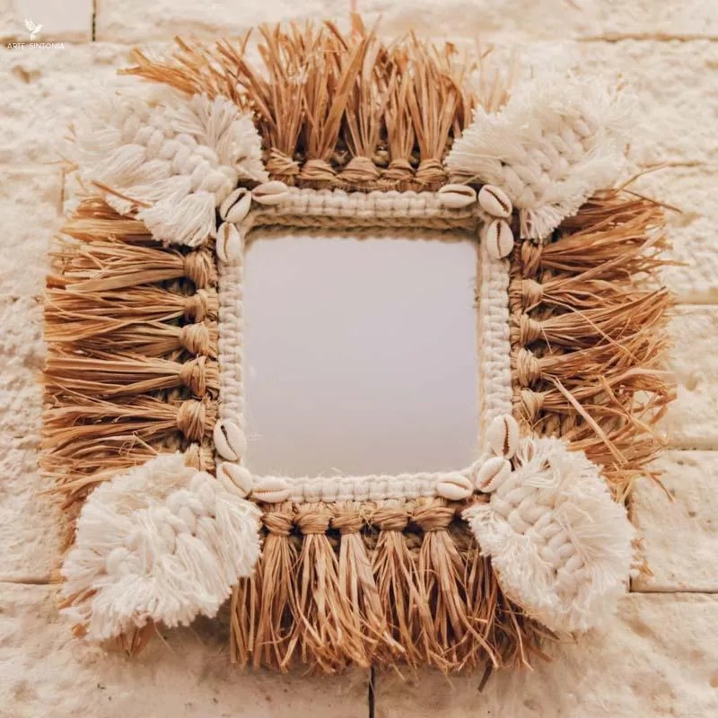 Espelho com Moldura | Palha Natural 30cm