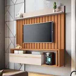 Painel para TV Suspenso 55 Pol. Elza H01 Off White/Cinamomo - Mpozenat