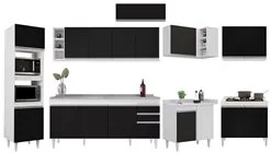 Armário de Cozinha Modulada de Canto 9 Peças CP06 Balcão com Pia Inox