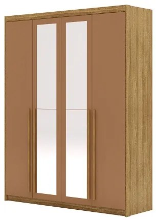 Guarda Roupa Com Espelho Dubai 4 Portas Nature/Camarim - Vila Rica Móveis