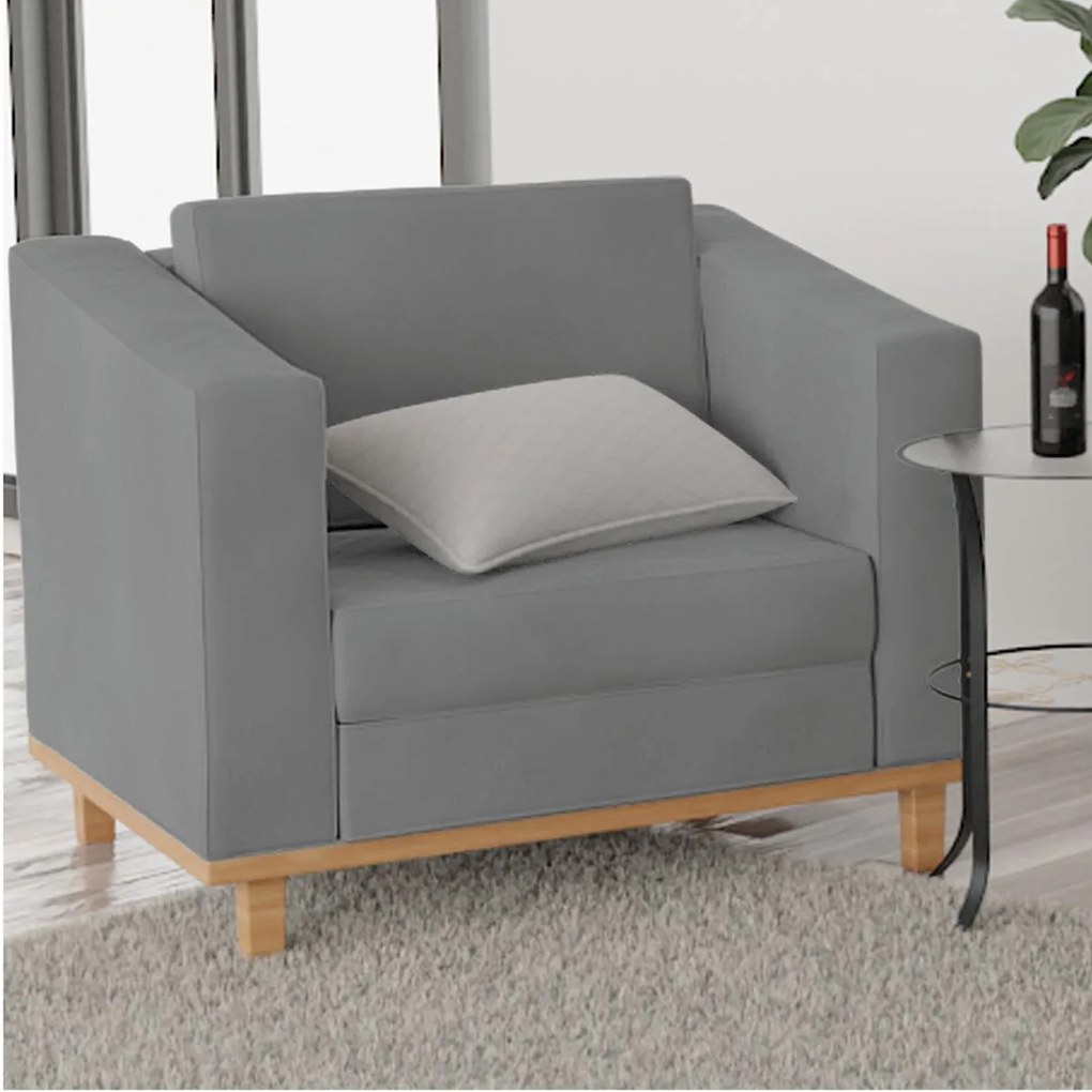 Poltrona Decorativa Europa Suede Cinza ADJ Decor