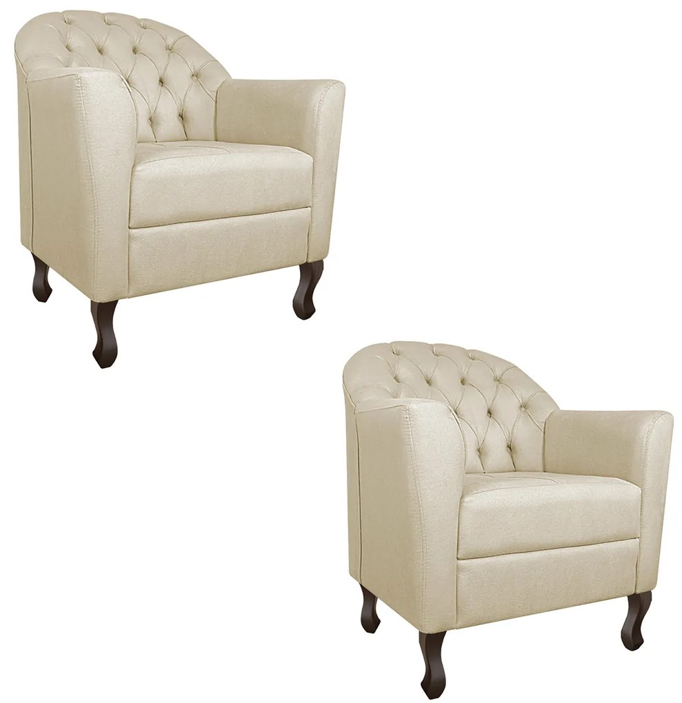 Kit 02 Poltronas Decorativa Julia Linho - ADJ Decor