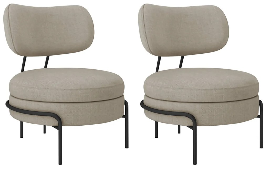 Kit 2 Poltronas Decorativas Luxo Moderna Sala de Estar Recepção Mimo Linho
