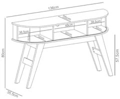 Aparador para Sala de Estar 136cm Pés Retrô Gil Z10 Calacata/Off White
