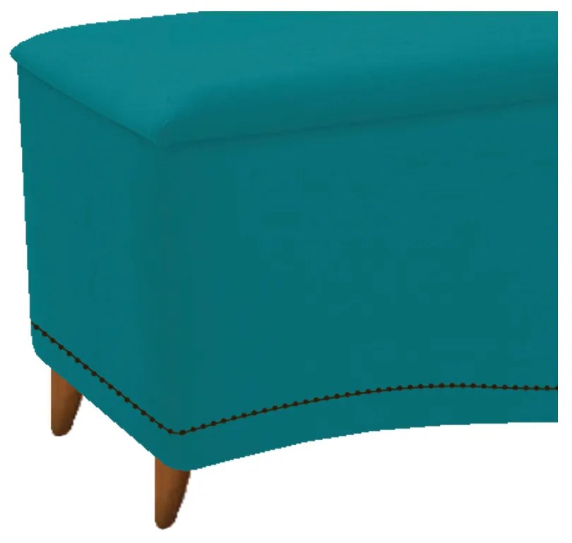 Calçadeira Estofada Yasmim 140 cm Casal Suede Azul Turquesa - ADJ Decor