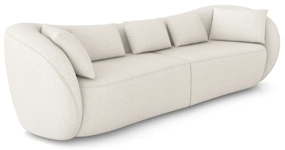 Sofá Bipartido Sala de Estar Diamond 232cm com Almofadas Soltas Bouclê Bege Claro G52 - Gran Belo