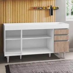 Balcão Gabinete para pia sem Tampo 150cm Marrocos Branco/Castanho  - L