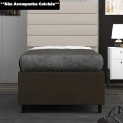 Base para Cama Box Solteiro 88x188cm Hit Z04 Suede Marrom - Mpozenato