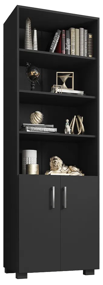 Livreiro Office Brian 02 Portas Pequenas L01 Preto TX - ADJ DECOR