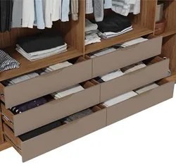Guarda Roupa Casal Com 2 Espelhos 6 Portas Martin C01 Buriti/Fendi - M