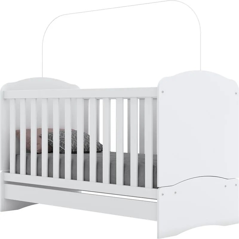 Berço Vira Mini Cama Bala De Menta Henn Branco 3 Em 1