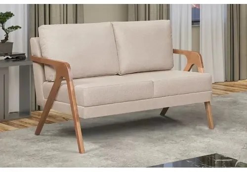 Namoradeira Decorativa Mona luxo Madeira Maciça Linho Bege