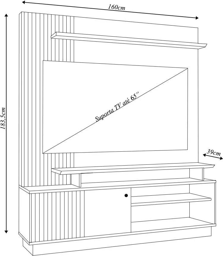 Home Theater Homero Porta 2 Prateleiras MDP até 65 Cinamomo/OffWhite G97 - Gran Belo