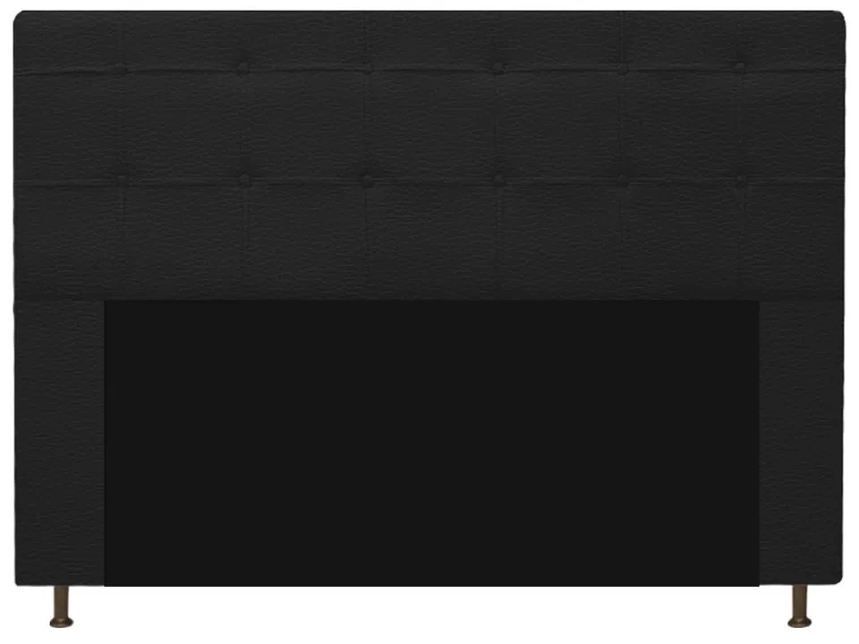 Kit Cabeceira e Calçadeira Baú Estofada Mel 140 cm Casal Com Capitonê Corano Preto - ADJ Decor