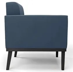 Poltrona Decorativa Base Madeira Preto Ana Suede Azul Marinho - Ibiza