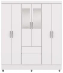 Guarda Roupa Solteiro 154cm Com Espelho Mayra Branco Flex V02 - Mpozen