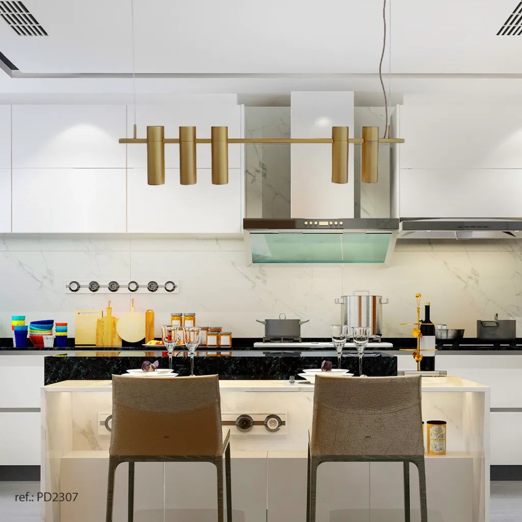 Pendente Retângular 100X5,5X20,8Cm Tubo Transpasse Assimétrico Alumíni... (PRETO)