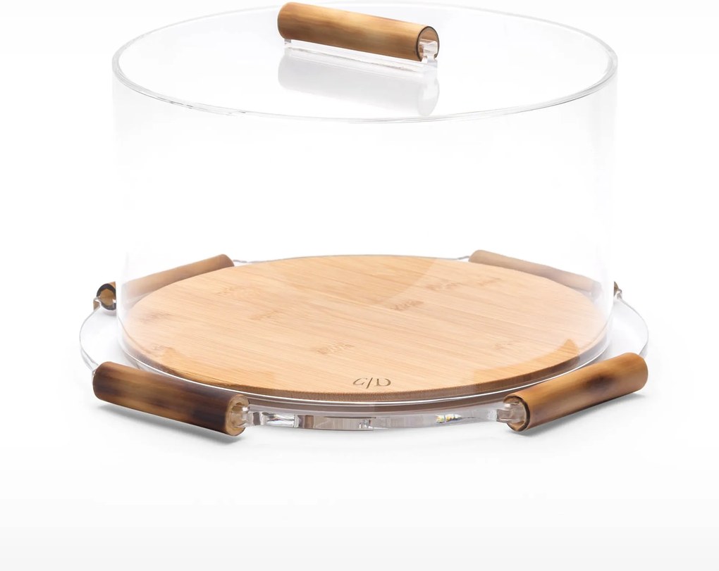 Boleira Redonda Acrílico e Bambu G