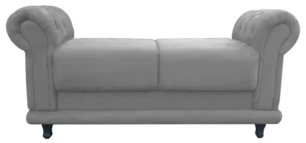 Recamier Barcelona Namoradeira Calçadeira Suede Grafite com strass D'Rossi