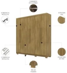 Guarda Roupa Casal 218cm 6 Portas Elegance Nature - Vila Rica