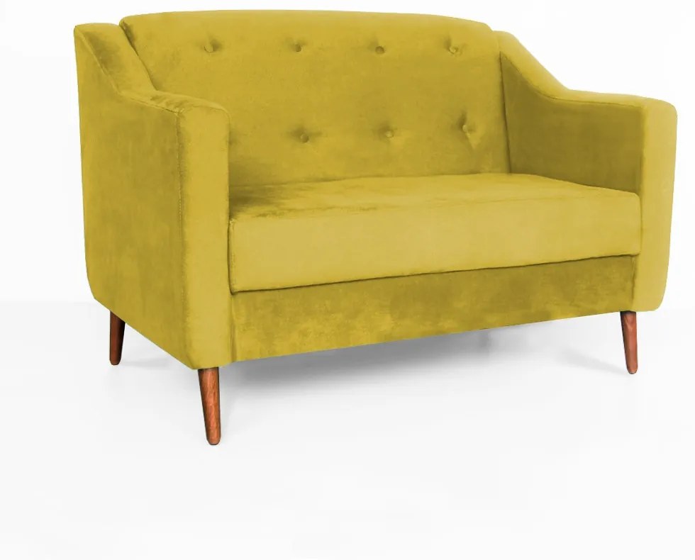 Namoradeira Bruna 1,20 m 2 Lugares Pés Palito Suede Amarelo
