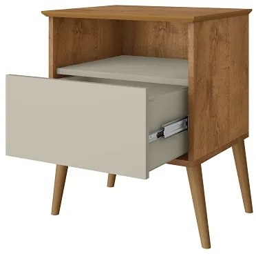 Mesa De Cabeceira Cancun Naturalle/Off White – Bechara Móveis