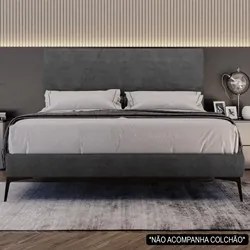 Cama Casal Queen com Cabeceira 165cm Pés Metálicos Elisa S05 Veludo Pr