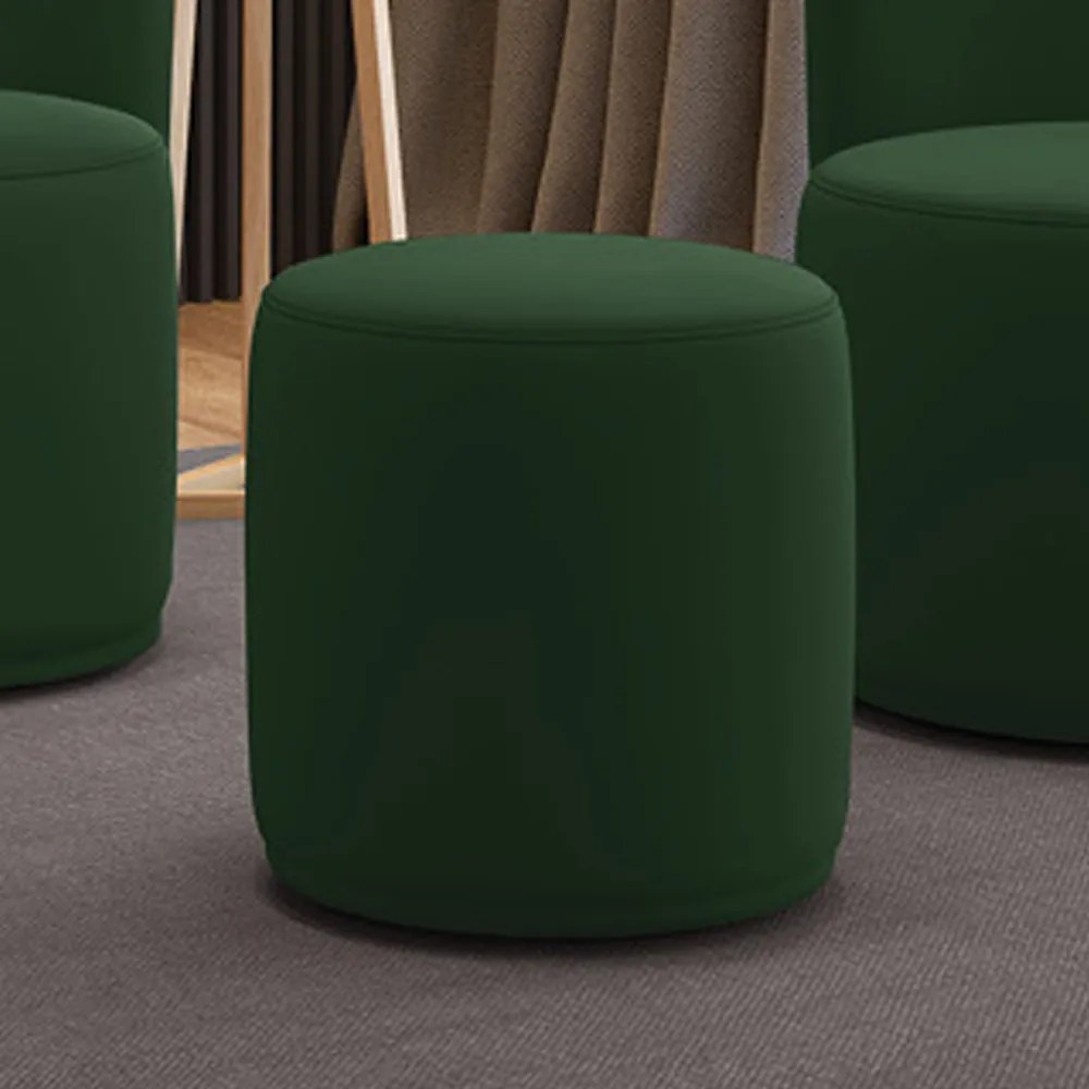 Puff Redondo Orgânico para Sala Malu Veludo M11 - D'Rossi - Verde