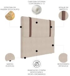 Cabeceira Cama Box Queen 160cm Estofada Glory Boucle Bege Z04 - Mpozen