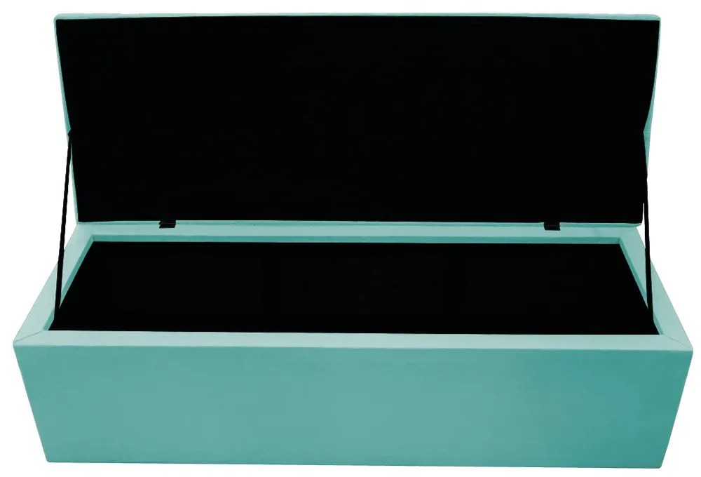 Recamier Baú Estofada Mel 160 cm Queen Size Com Capitonê Suede Azul Tiffany - ADJ Decor