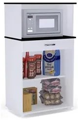 Balcão Multiuso para Forno/Microondas Carina Flex Branco/Preto - AJL M