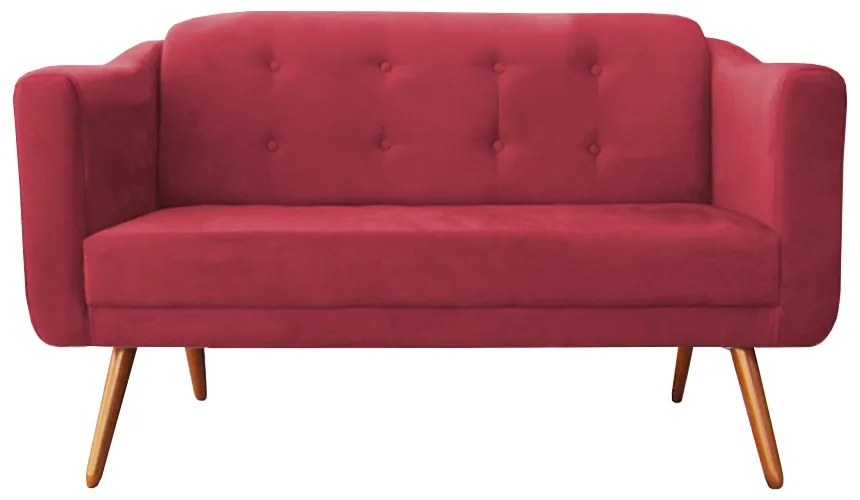Namoradeira Bruna 1,40 m 2 Lugares Pés Palito Suede Vermelho