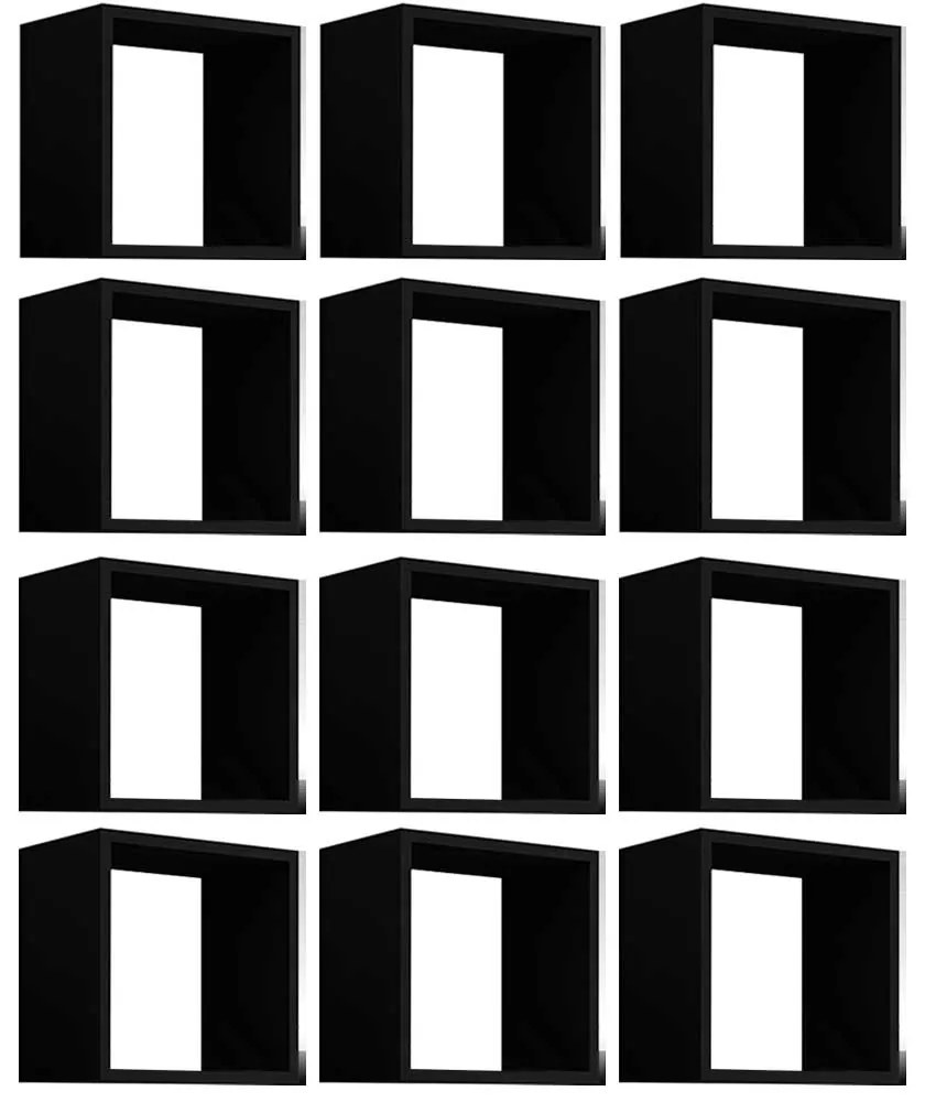 Kit 12 Nichos Organizador 30x30cm Preto G01 - Gran Belo