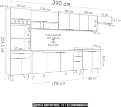 Armário de Cozinha CP06 Para Pia 180cm Pérola Z34 Preto     - Mpozenat
