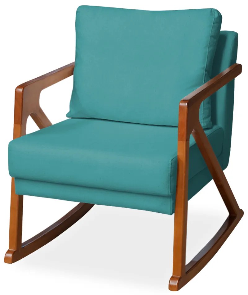Poltrona Mona Amber Balanço Veludo Azul Tiffany