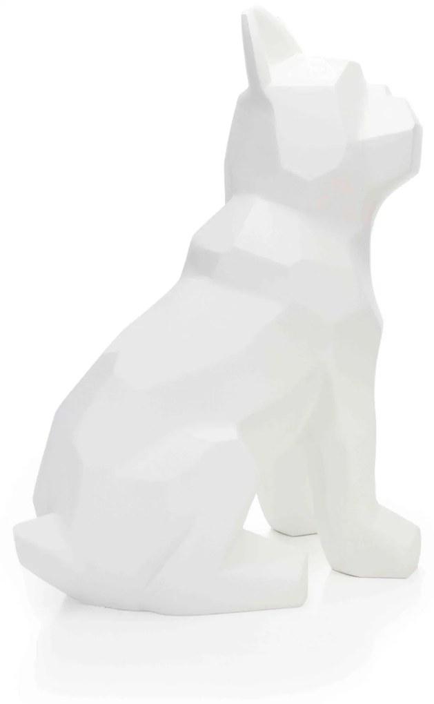 Escultura Decorativa Cachorro Em Resina Branco Mate 26 Cm - D'Rossi