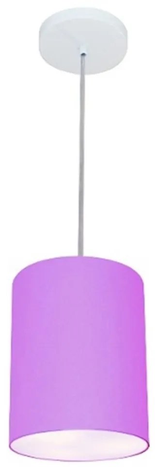 Lustre Pendente Cilíndrico Md-4012 Cúpula em Tecido 18x25cm Lilás - Bivolt