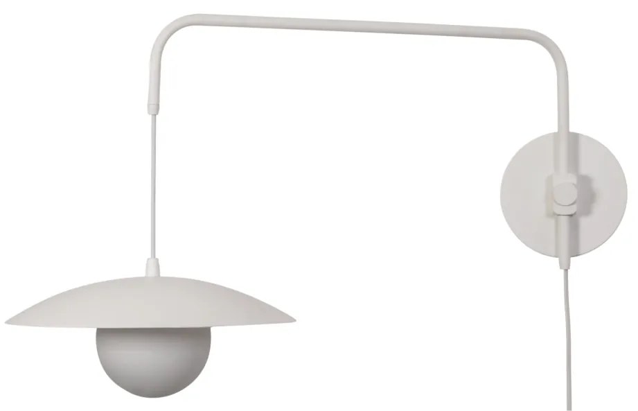 Arandela Zen 40X69,9X40Cm 1Xg9 Braço Haste E Cúpula Alumínio E Globo Ø... (BT - Branco Texturizado)