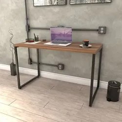 Mesa de Escritório Office 135cm Estilo Industrial Prisma C08 Nogal - M