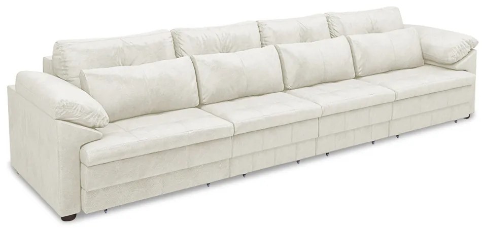 Sofá Retrátil Elétrico Sala de Estar Nolan Bipartido 414cm Conforto Premium em Couro Branco Manchado G58 - Gran Belo