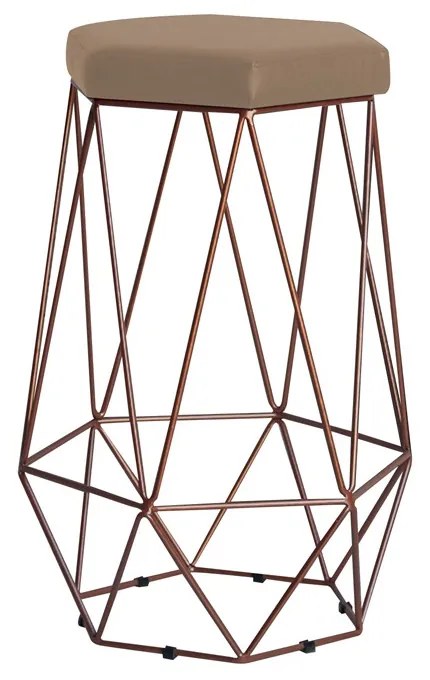 Banqueta Decorativa Rubel Base Bronze Suede Cappuccino G41 - Gran Belo