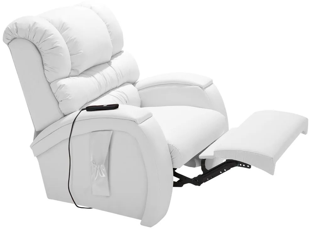 Poltrona do Papai Reclinável Elétrica com Controle Sala de Estar Oasis PU Sintético Branco G23 - Gran Belo